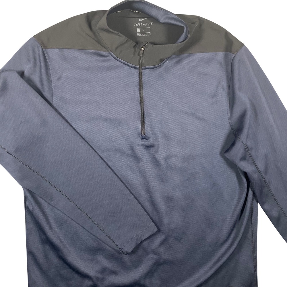 Nike Golf Mens Dri-FIT 1/4 Zip Pullover Blue Gray Large Performance Top Athletic